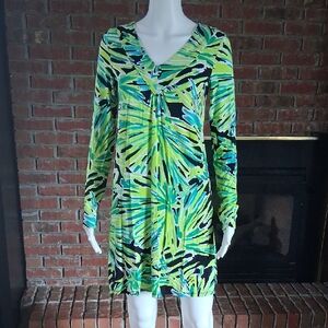 Lilly Pulitzer Green Aqua Black Tropical Shift Dress